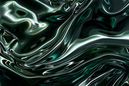abstract background with smooth lines and waves in green and black colorsの素材