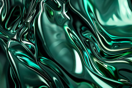 abstract green background with smooth lines and waves, 3d render illustrationの素材