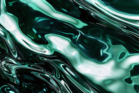 abstract background with smooth lines and waves in green and black colorsの素材