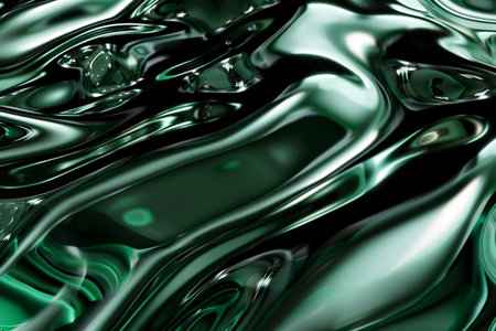 abstract background with smooth lines and waves in green and black colorsの素材