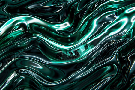 abstract background of black and green color with some smooth lines in itの素材