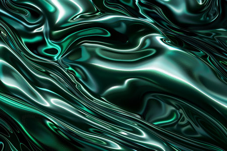 abstract background with smooth lines and waves in green and black colorsの素材