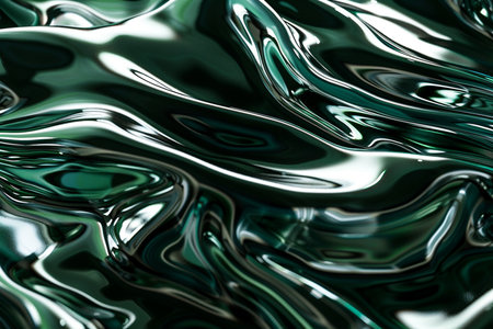 abstract background of green wavy liquid with some smooth lines in itの素材