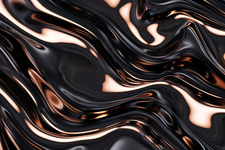 abstract background of black and orange liquid with some smooth lines in itの素材