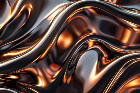 Abstract metallic background with smooth lines and waves. 3d render illustrationの素材