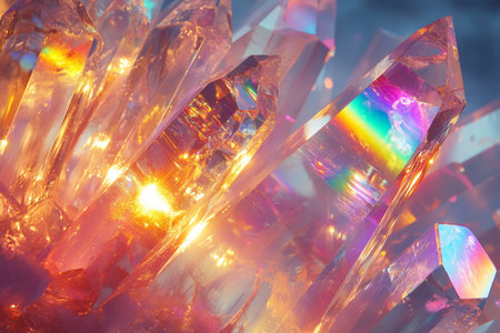 Macro shot of crystals of different colors. Abstract background for design.の素材