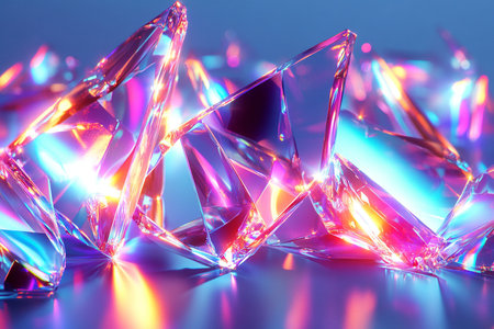 crystal in blue light, abstract background, close up, macroの素材