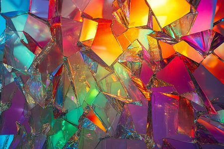 abstract background of broken glass, close-up, multicoloredの素材
