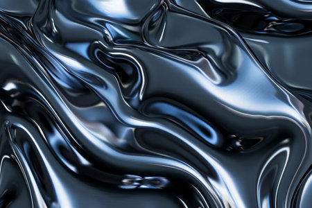 3d render of abstract metallic background with some smooth folds in itの素材