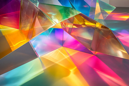 abstract multicolored background from a glass pyramid of triangular shapesの素材