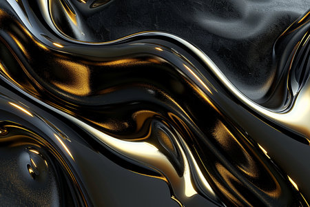 3d render of abstract black and gold metallic background with some smooth lines in itの素材