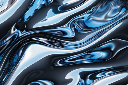Abstract background of black and blue liquid. 3d rendering, 3d illustration.の素材