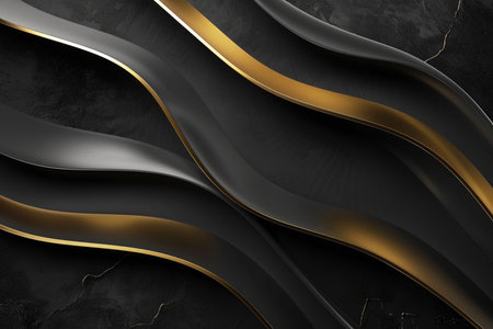 Black and gold abstract background. 3d rendering, 3d illustration.の素材