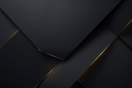 Luxury black background with golden lines, 3d rendering. Computer digital drawing.の素材