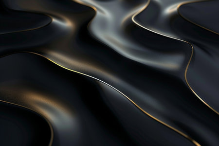 abstract black background with smooth lines and waves. 3d render illustrationの素材