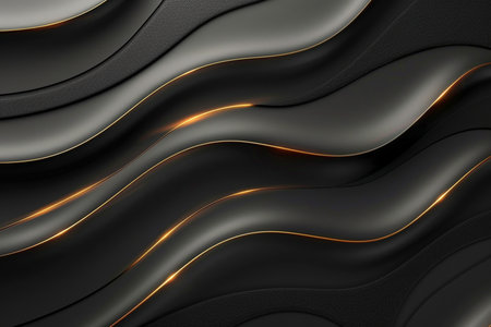 Black wavy background. 3d rendering, 3d illustration.の素材