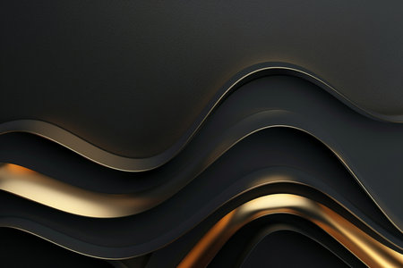 Black and gold metallic background. 3d rendering, 3d illustration.の素材