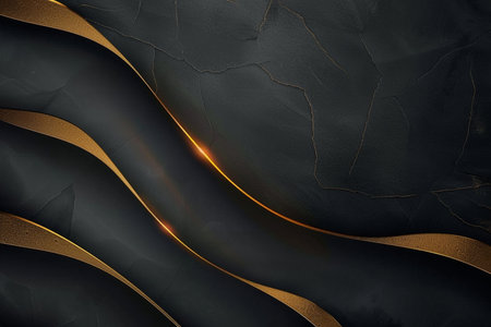 Luxury black and golden background. 3d rendering, 3d illustration.の素材