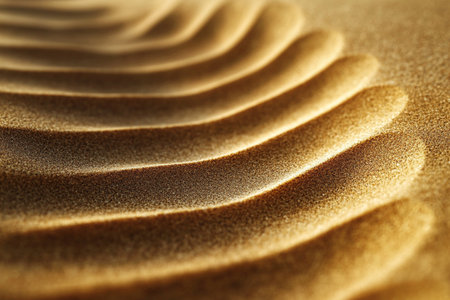 Close-up of golden sand waves. Abstract background for design.の素材