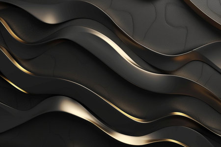 Abstract black and gold background. 3d rendering, 3d illustration.の素材