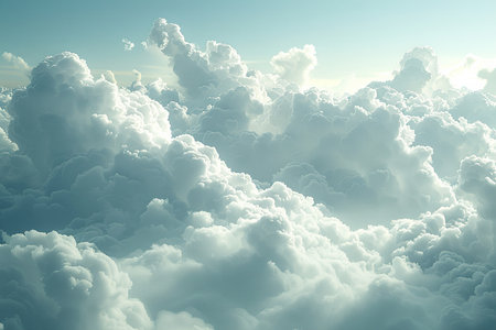 Beautiful fluffy white clouds in the blue sky. 3D illustrationsの素材