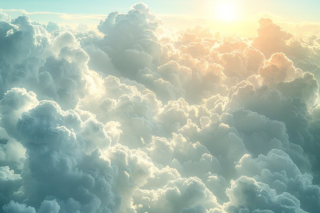 Aerial view of beautiful cloudscape at sunset. Nature background.の素材