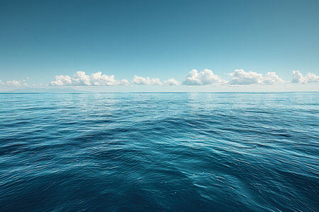 Blue sea and sky with clouds. Natural background. Toned.の素材