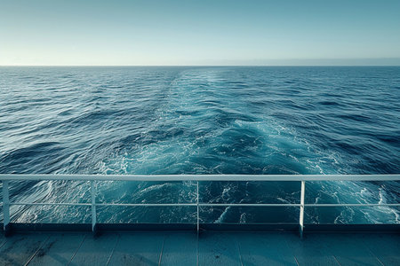 Seascape. View from the deck of a cruise ship.の素材