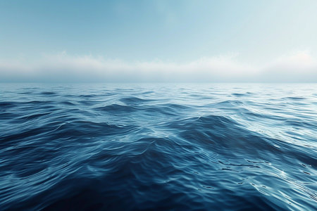 Blue sea water surface with waves and sky background. 3d renderingの素材