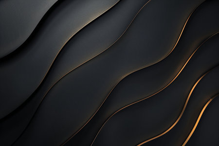 Black wavy background. 3d rendering, 3d illustration.の素材