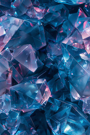abstract background of crystal crystals in blue and pink tones. macroの素材