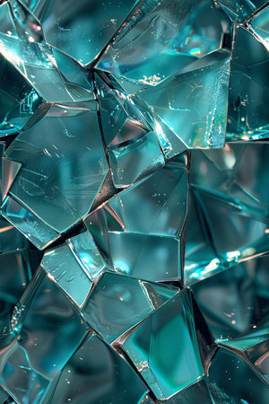 Broken glass pieces. Abstract background. 3d render illustration.の素材