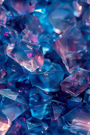 abstract background of blue glass crystals close-up, macro photoの素材