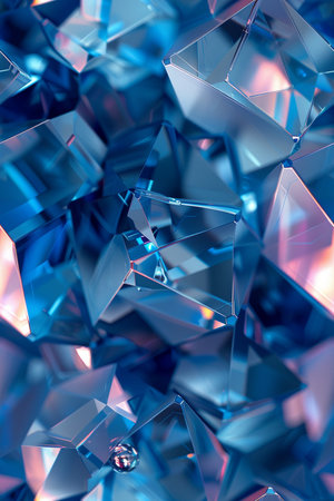 3d rendering of abstract blue crystal background with lighting effects. Beautiful crystal backgroundの素材