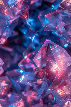 abstract background of crystal glass with blue light, close up shotの素材