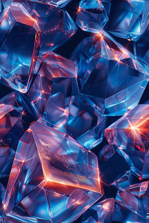 Abstract background of blue crystals. 3d rendering, 3d illustration.の素材