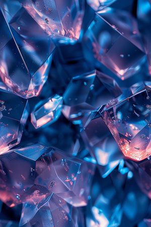 crystal abstract background macro close up, blue color toned pictureの素材