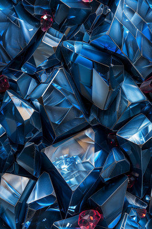 abstract background of blue crystals close-up. 3d renderingの素材