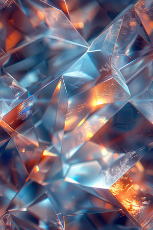 abstract background of blue crystal close up. 3d render illustrationの素材
