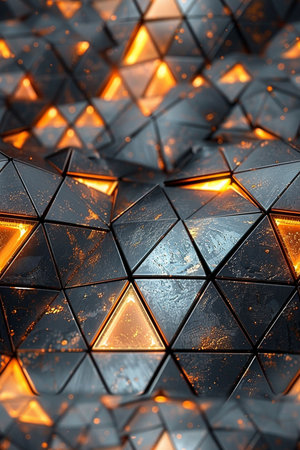 Abstract background of glowing geometric shapes. 3d rendering, 3d illustration.の素材
