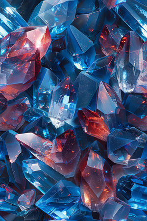 abstract background made of blue and red crystals, close-upの素材