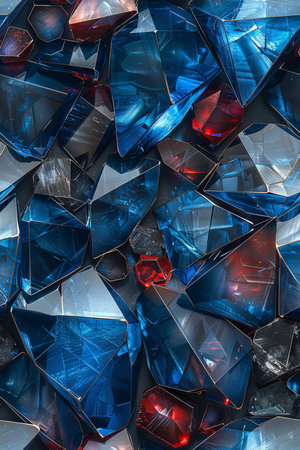 abstract background made of blue and red glass pieces, close upの素材