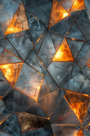 abstract background of a geometric pattern of broken glass in the form of a triangleの素材