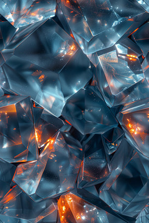 abstract background of blue glass cubes in the shape of a diamondの素材