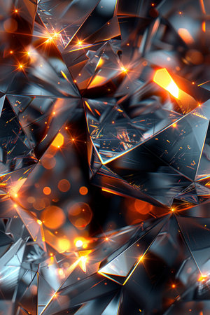 Abstract 3d rendering of crystal structure with glowing lights. Futuristic background.の素材