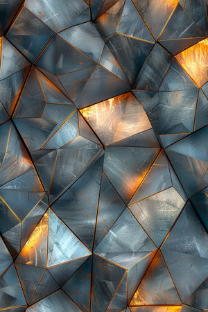 3D render of a geometrical background with a crystal patternの素材