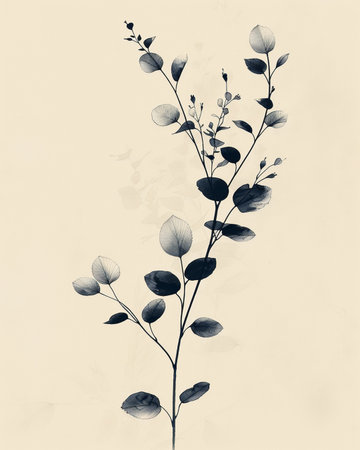 Grunge floral background with eucalyptus branches.の素材