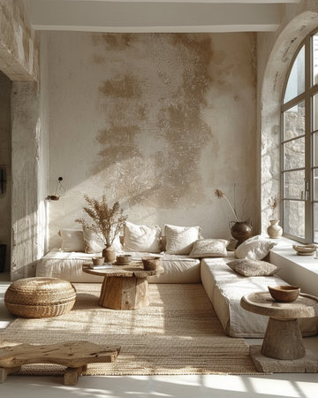 Interior of modern living room in loft style. 3d renderの素材