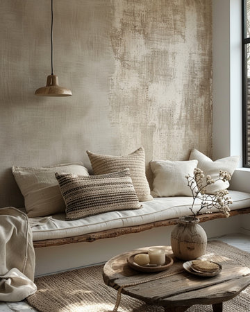 modern living room interior design, scandinavian style, 3d renderの素材