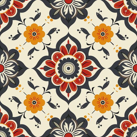 Seamless pattern illustration in traditional style - like Portuguese tiles.の素材